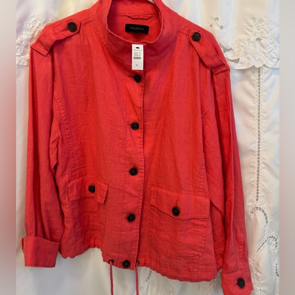 Talbots Women's coral color  linen  jacket.